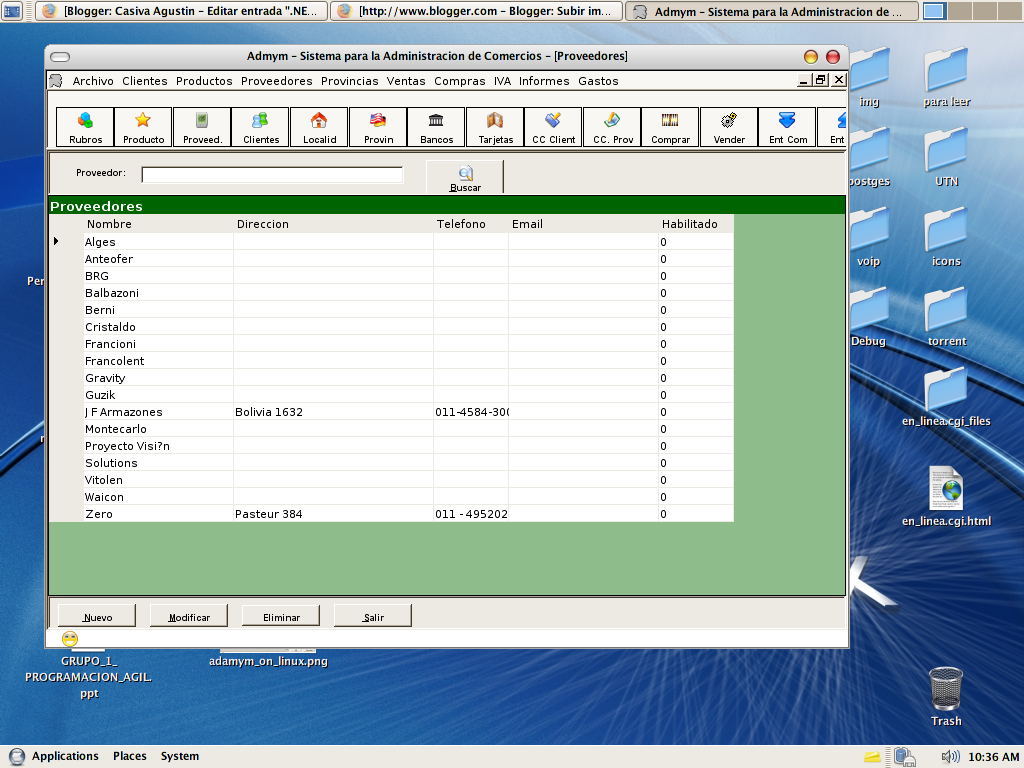 Adamym running with WinForms on Gentoo